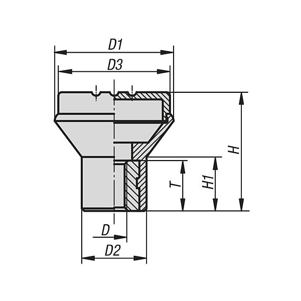 Mushroom Knobs, Internal Thread, Metric